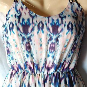 Women's Blue & White Tie Dye Print Mullet Dress Size XS